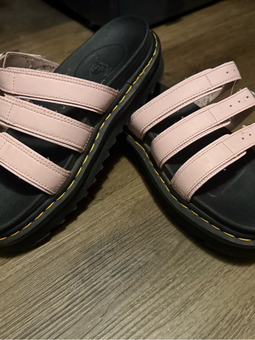 Dr. Martens Pink Triple-Strap Platform Sandals